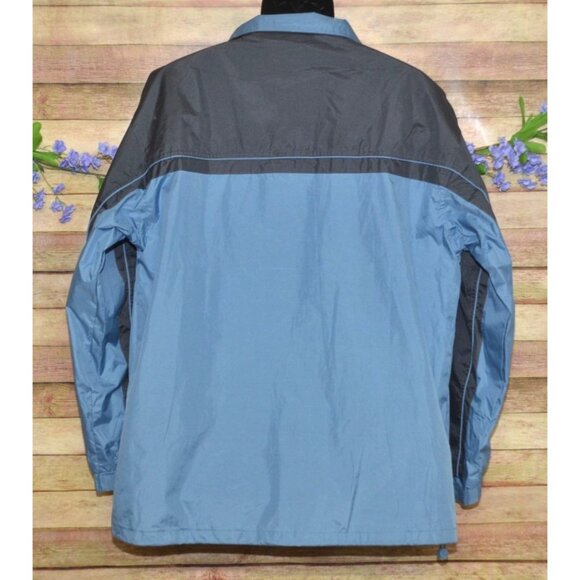Prairie Mountain Mens L Blue Full Zip Windbreaker Jacket Coushatta Wolf Logo - Picture 8 of 12